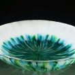 Green & White Fused Glass Convergence Bowl by Bob Heath